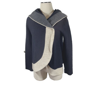 Rosie Neira Black Hooded Jacket Boiled Wool Sz S